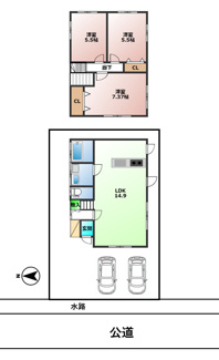 【間取り】 | 所沢市上安松　平成25年築 | 3LDK ／ 土地面積：117.04ｍ2 ／ 建物面積：76.59ｍ2
