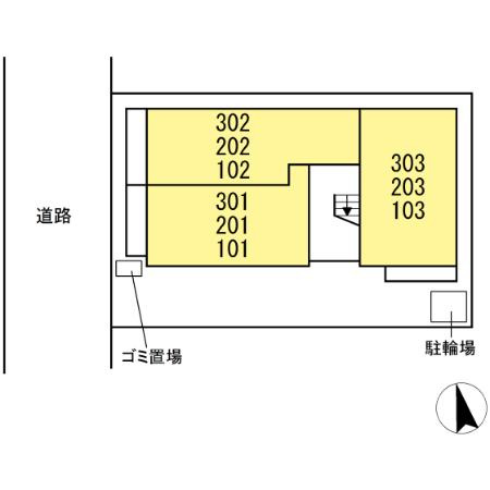 府中市府中町２丁目のアパートの区画図