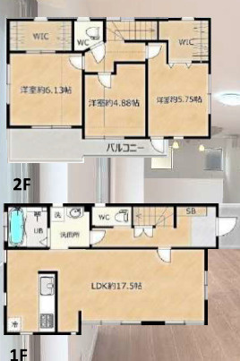 厚木市下荻野　中古戸建の間取り