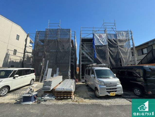 ●29(土)30(日)現地説明会！　奈良市あやめ池南　全2邸の外観|建築中ですが現地を見ると分かる事もございますので、ぜひ一度現地をご覧ください。