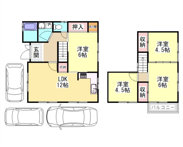 東中戸建の間取り