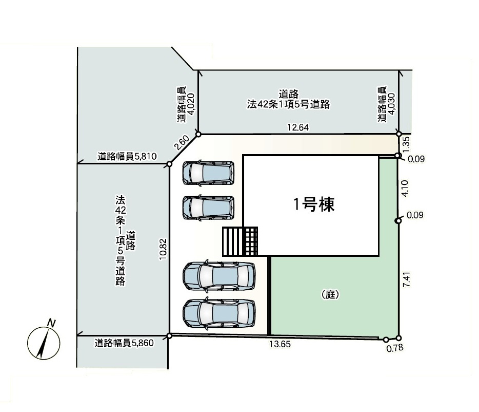 那珂川市片縄西5丁目第1-1棟（1号棟）の区画図|配置図（1号棟）