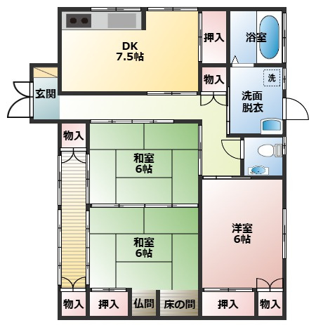 都城市菓子野町の中古一戸建の間取り