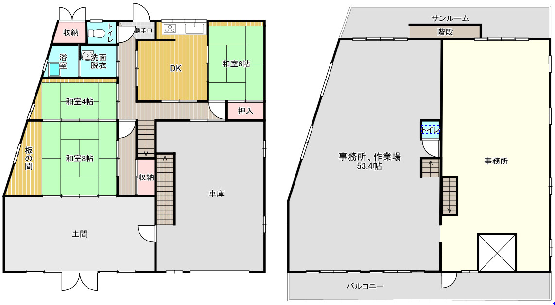 井原貸事務所兼居宅の間取り