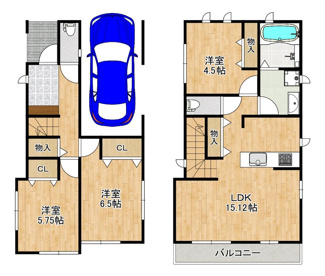 【間取り】 | 日置荘西町６丁　新築分譲住宅　全３区画 | 【東向き・角地区画あります！日当り良好】
たっぷりの陽光に包まれる明るい住まいに気持ちも明るくなりますね♪