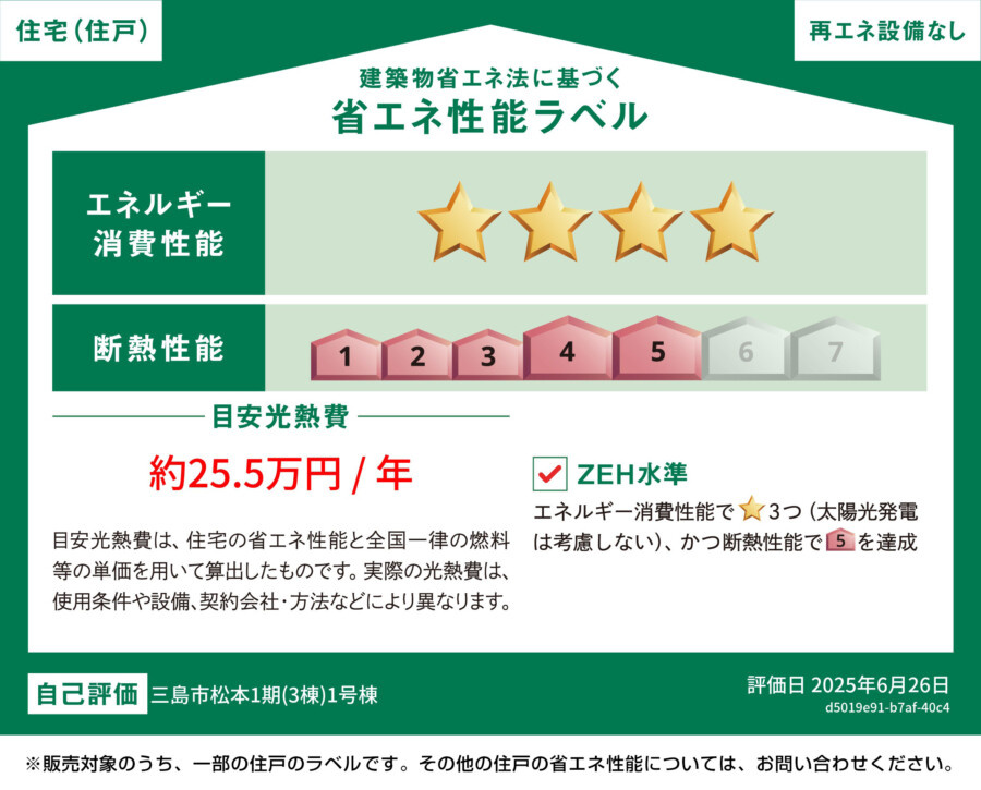 長泉町竹原１期　全１棟の省エネ性能ラベル