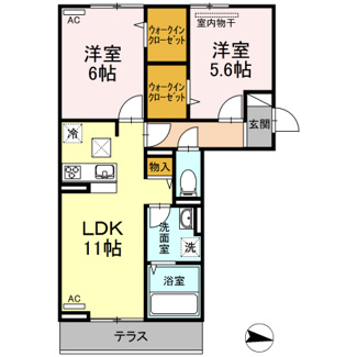 【間取り】 | フレッチェ・ボスコⅤ | 2LDK