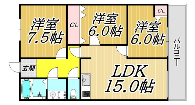 シャトー塚口C棟の間取り