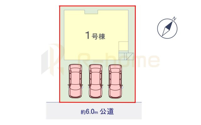 牛久市神谷9期　新築戸建て　1号棟の区画図|大きなお買い物だからこそ、メリット・デメリットを伝えさせて頂きます。
R-homeにお任せください♪