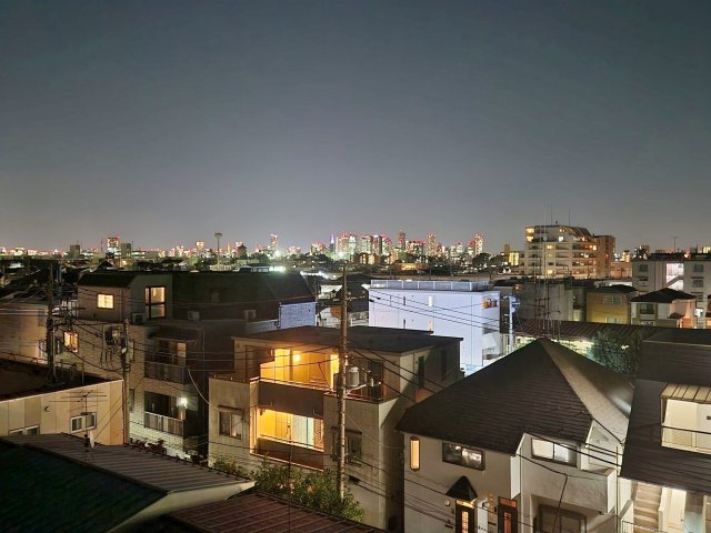 セザール新江古田の展望|のびのびとしたバルコニーから新宿の夜景が望めます