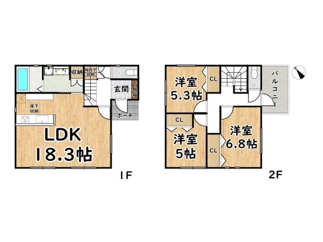 姫路市広畑区清水町2丁目/新築戸建の間取り