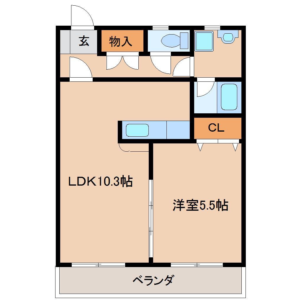 久留米市合川町の賃貸マンションの間取り