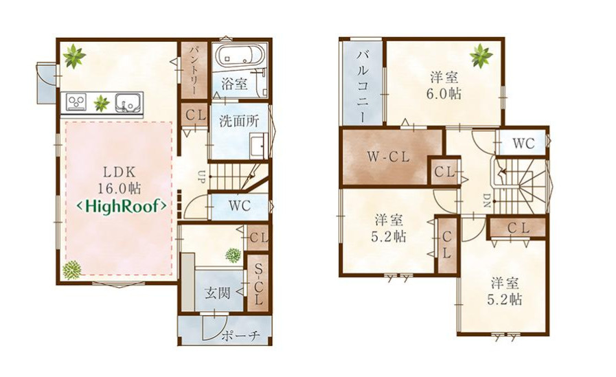 和歌山市直川　新築建売住宅の間取り