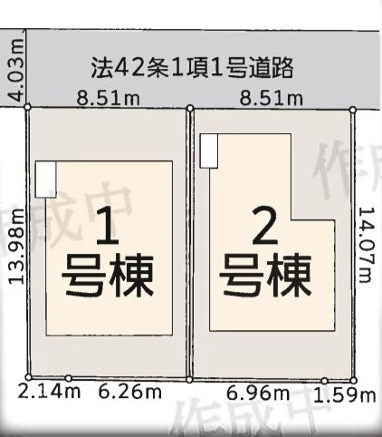 4LDK　LDK南西向きの区画図|1号棟