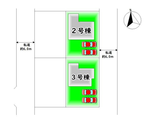 【区画図】 | 全2棟・カースペース2台分♪