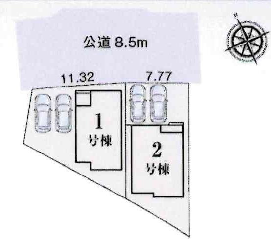豊田市市木町　全2棟・2号棟の区画図|2号棟です。