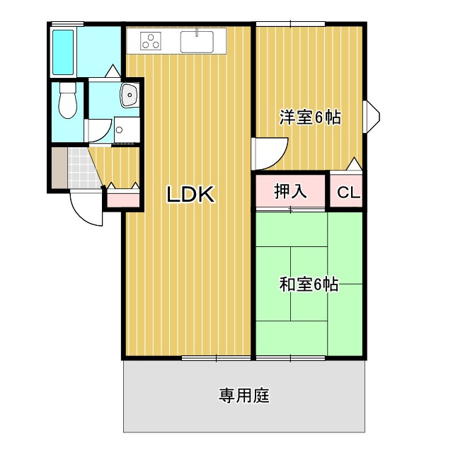 久留米市宮ノ陣６丁目のアパートの間取り