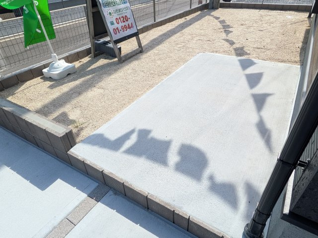 水戸見川　12期　新築戸建て　1号棟の庭|日当たりや広さを現地で体感してください。理想のガーデニングや家庭菜園を始めてみませんか。
