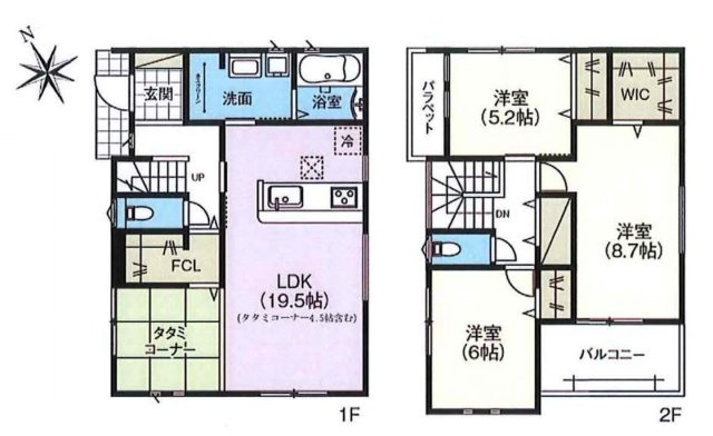 【仲介手数料無料／あま市】あま市第1木田西山　ファーストタウン　新築戸建　の間取り