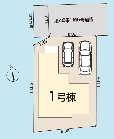 新築一戸建て　所沢市牛沼の区画図|カースペース２台分(車種によります)
