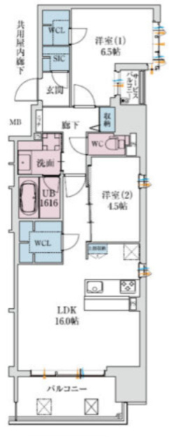 スプランディッド本町東DUEの間取り