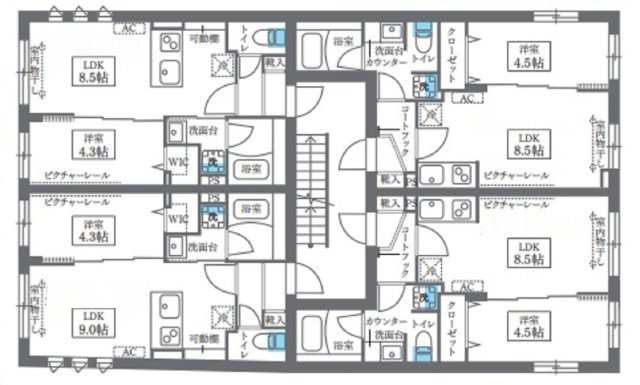 COCOCUBE大森西東邦医大通りの区画図|2～4階区画図