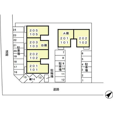 パレスフィールドＡ201の区画図