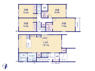 【間取り】 | 名古屋市中川区九重町1111【仲介手数料無料】新築一戸建て　2号棟