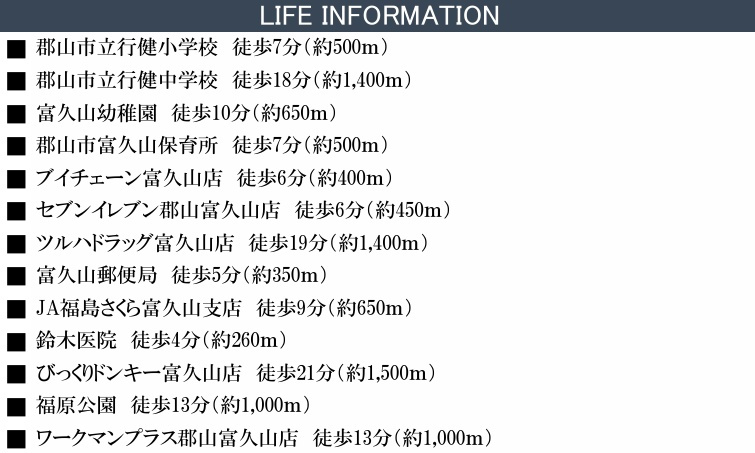 郡山市富久山町福原字水尾沢　　　  １号棟　　行健小学校、行健中学区　のその他|ライフインフォメーション