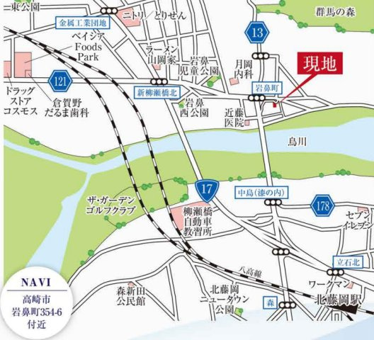 【新築】高崎市岩鼻町2期　１号棟(全２棟)　グラファーレ　新築建売分譲の地図