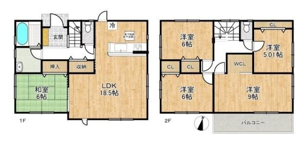北葛城郡広陵町三吉　一戸建の間取り