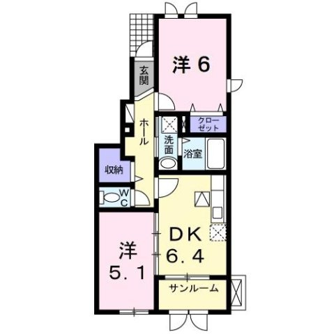 アッシュ６　Ａの間取り