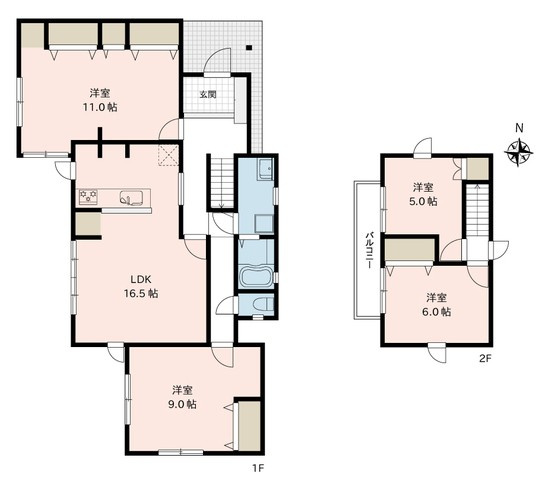 安曇野市明科中川手　中古戸建の間取り|全居室約2面採光の4LDKタイプです。