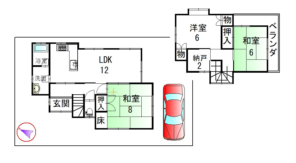 泉南市信達市場　ハッピータウン内　中古戸建の間取り|泉南市信達市場中古住宅　780万円　リフォーム済