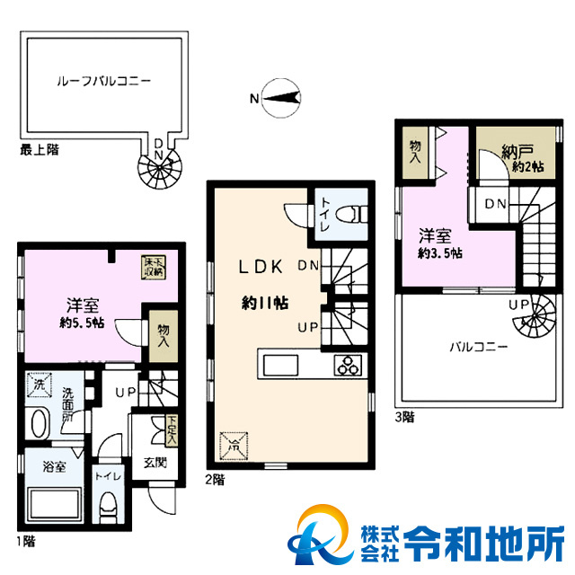 中古戸建　茅ヶ崎市中海岸3丁目の間取り|カースペース付き2LDKの間取り！ワイドバルコニー・ルーフバルコニー付きで開放感たっぷりです♪