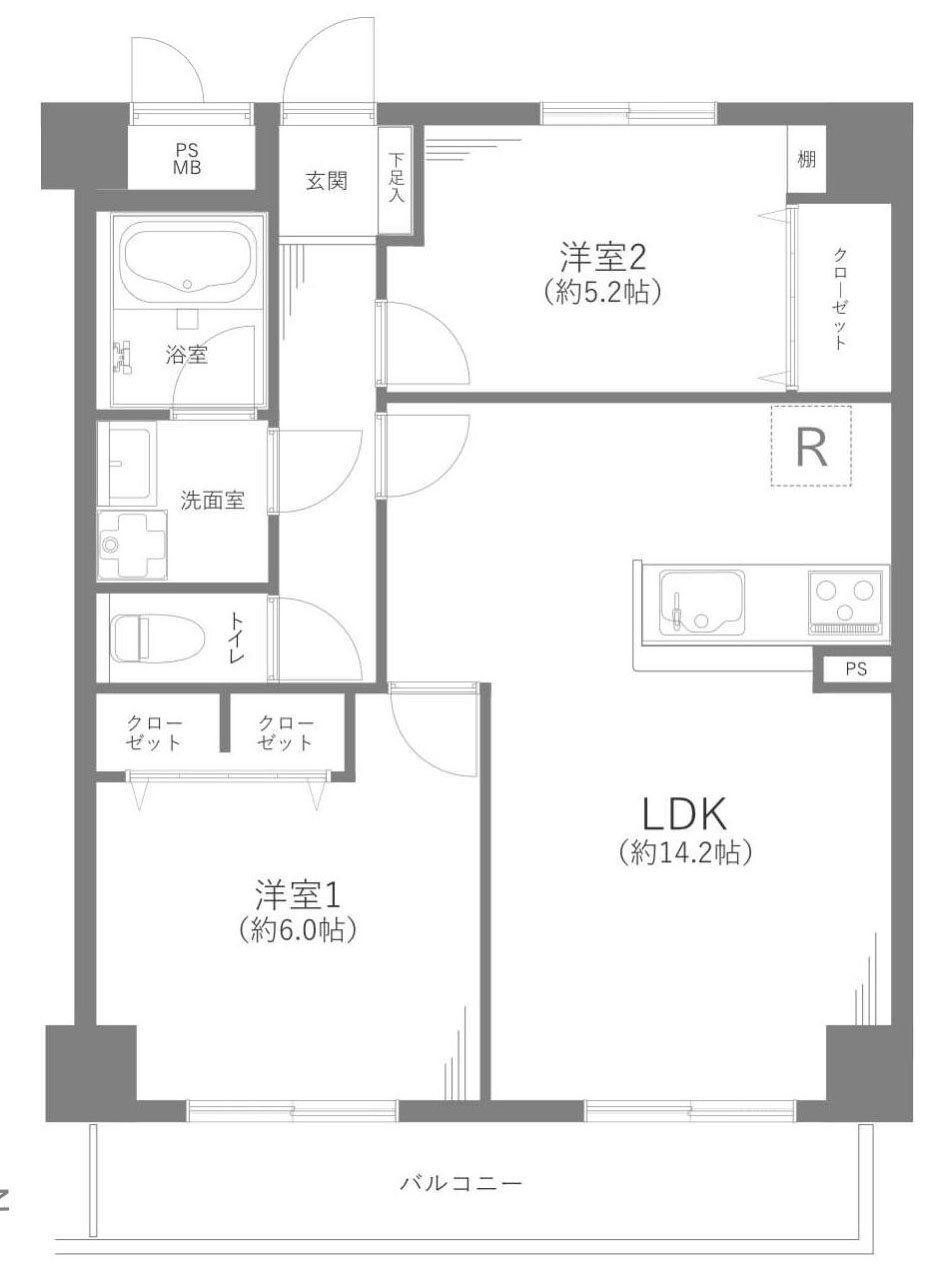 三鷹市下連雀４丁目の中古マンションの間取り