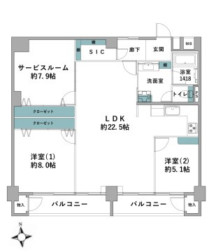 茅ヶ崎市中海岸2丁目　マンション茅ヶ崎の間取り