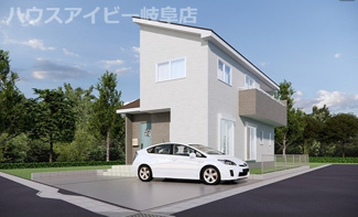 【外観パース】 | 岐阜市茜部菱野新築建売限定1邸！南西角地！お車スペース3台可能！茜部小学校まで徒歩5分！ | 岐阜市茜部菱野新築建売限定1邸！南西角地！お車スペース3台可能！茜部小学校まで徒歩5分！