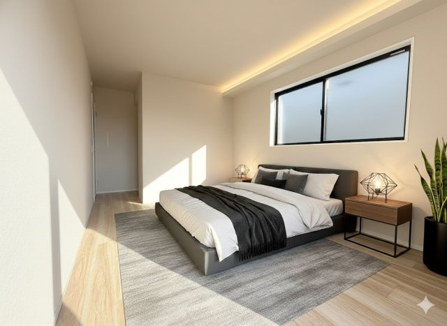 三郷市幸房　新築戸建　全1棟の寝室|同施工会社の参考写真にCGによる画像処理を行っています。家具、小物、カーテン等はイメージはCGです。