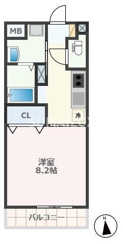 熊本市西区島崎５丁目の賃貸マンションの間取り