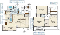 郡山市安積町南長久保1丁目新築一戸建て3棟の画像