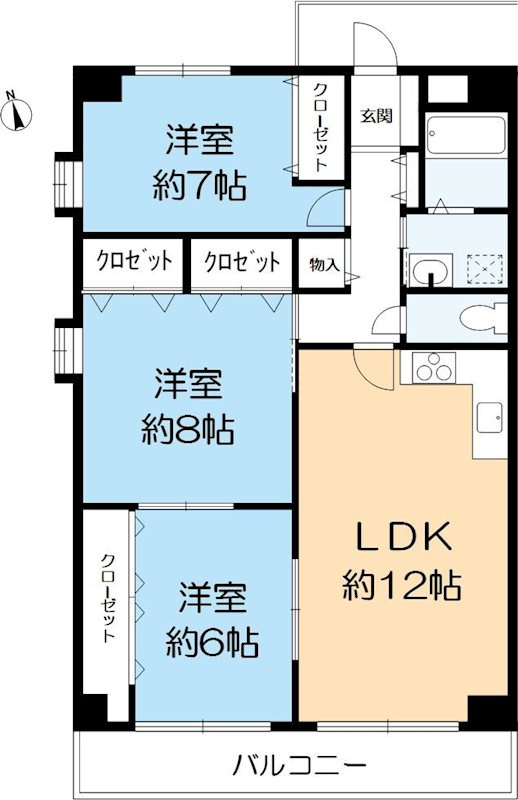 神戸市北区有野中町２丁目のマンションの間取り