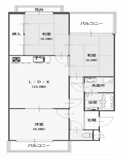 【間取り】 | エクセル友岡 | 専有面積60.46㎡