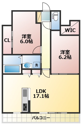 菊池郡菊陽町大字津久礼の賃貸マンションの間取り