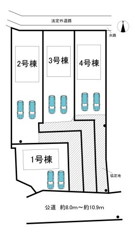 常滑市西阿野字半月　全4棟　2号棟の区画図|全4区画分譲地♪