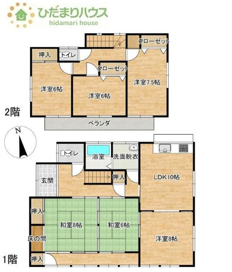 【間取り】 | 桜川市青柳　中古戸建 | 部屋数豊富な5LDKの間取りです。お子様の一人部屋はもちろん、ご夫婦の趣味のお部屋も実現可能です♪