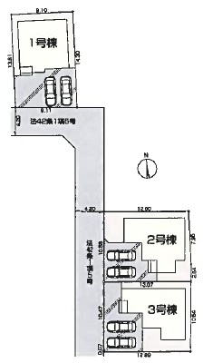 川越市上野田町　新築戸建　全３棟の区画図