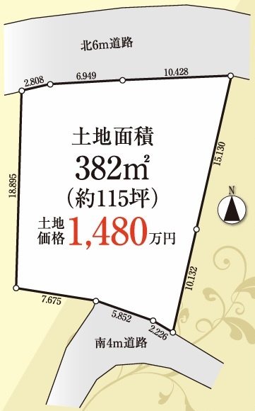 日高市野々宮　建築条件なし売地　JR川越線『高麗川駅』徒歩15分　【高麗川小学区】の区画図