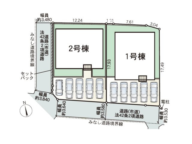 福津市津屋崎3丁目第30-2棟（2号棟）の区画図|配置図（2号棟）