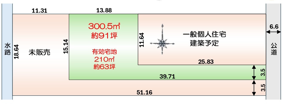敷地面積９１坪　売地　春日部市大場①
